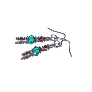 Emerald Gypsy Jewels Earrings Boho Bronze Bling